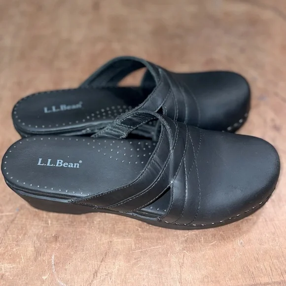 L.L.Bean Women’s Slip On Clogs Black US 7 EU 38 Like New! 2” Heel - Picture 2 of 15